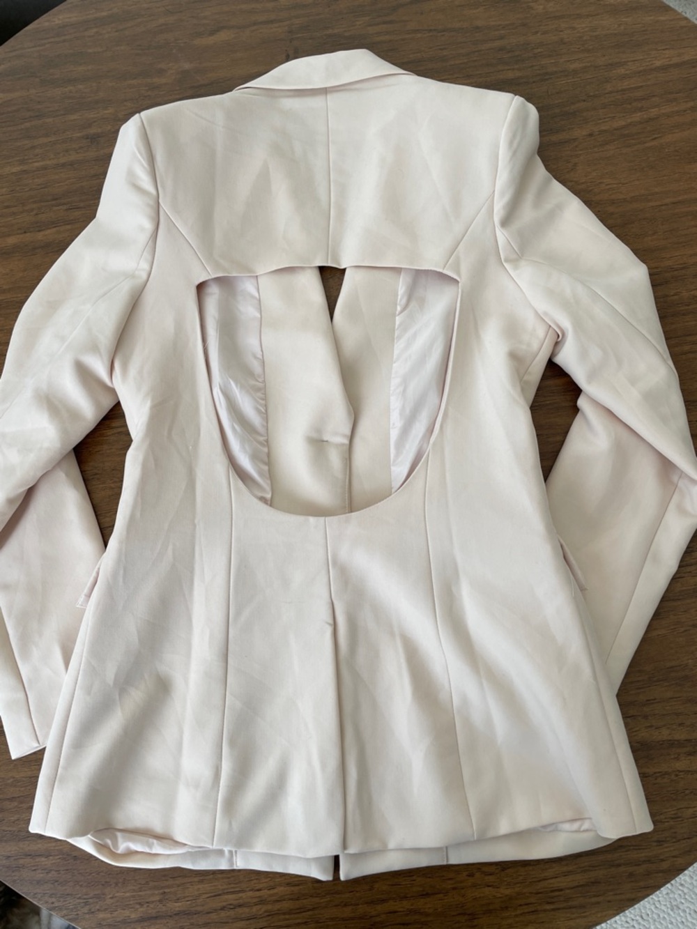 Beginning Boutique x Emma Rose Cream Tailored Blazer with back cut out